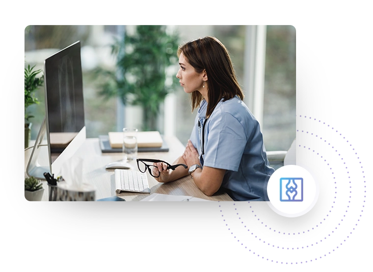 Teleradiologist reviewing radiology images